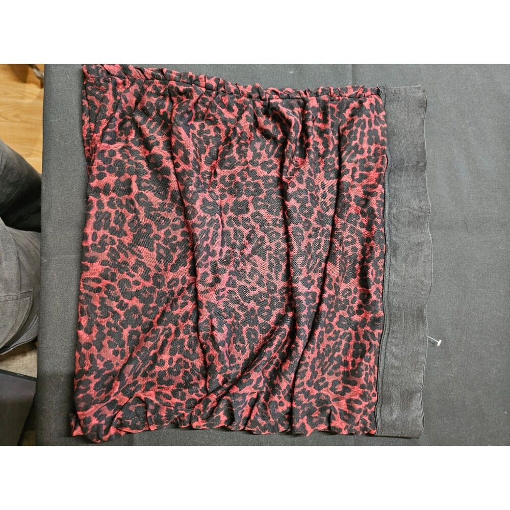 Red & Black Leopard Print Strapless Tube Top / Mini Skirt (Size Large)